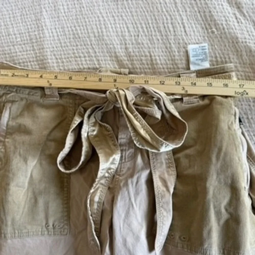 Abercrombie Fitch Cargo Pants Women L Tan Patchwork Corduroy Utility Belted - Picture 13 of 16